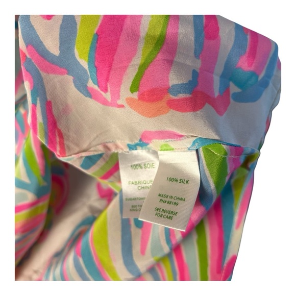 Lilly Pulitzer Silk Multi Colored Sleeveless Blouse - Picture 4 of 6